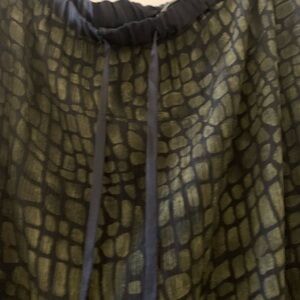 Amanda Smith Olive Green Textured A-Line Skirt with Drawstring